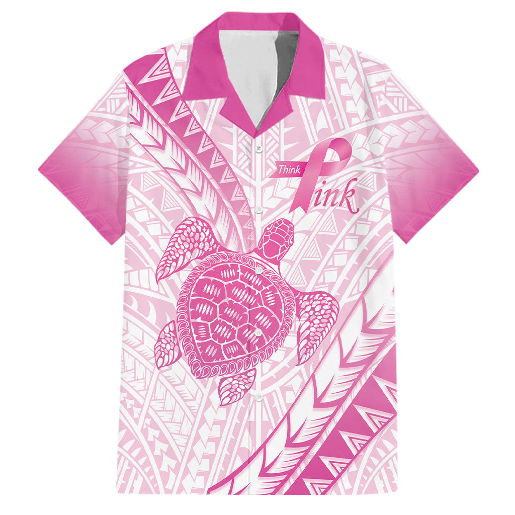 Breast Cancer Awareness Personalised Family Matching Mermaid Dress and Hawaiian Shirt Pink Ribbon Turtle Polynesian Pattern White