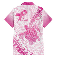 Breast Cancer Awareness Personalised Family Matching Mermaid Dress and Hawaiian Shirt Pink Ribbon Turtle Polynesian Pattern White