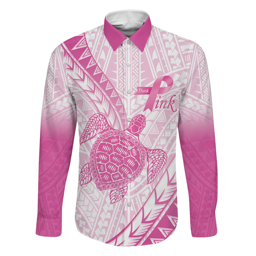 Breast Cancer Awareness Personalised Family Matching Mermaid Dress and Hawaiian Shirt Pink Ribbon Turtle Polynesian Pattern White