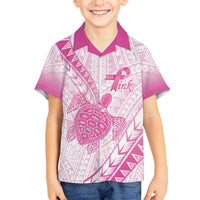 Breast Cancer Awareness Personalised Family Matching Mermaid Dress and Hawaiian Shirt Pink Ribbon Turtle Polynesian Pattern White