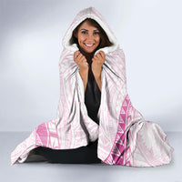 Breast Cancer Awareness Hooded Blanket Pink Ribbon Turtle Polynesian Pattern White