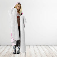Breast Cancer Awareness Hooded Blanket Pink Ribbon Turtle Polynesian Pattern White