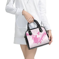 Breast Cancer Awareness Shoulder Handbag Pink Ribbon Turtle Polynesian Pattern White LT22 - Polynesian Pride