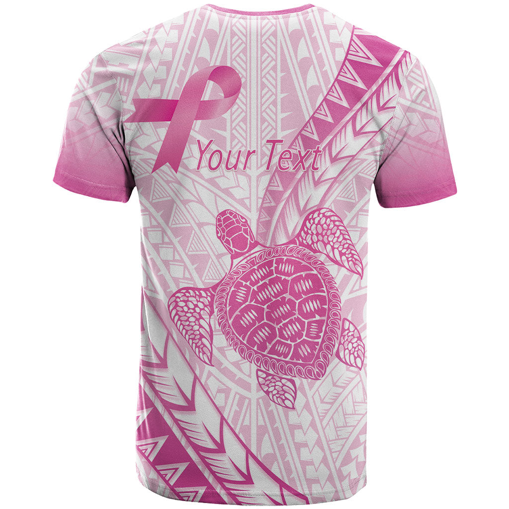 Breast Cancer Awareness Personalised T Shirt Pink Ribbon Turtle Polynesian Pattern White LT22 - Polynesian Pride