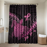Breast Cancer Awareness Bathroom Set Pink Ribbon Turtle Polynesian Pattern Black
