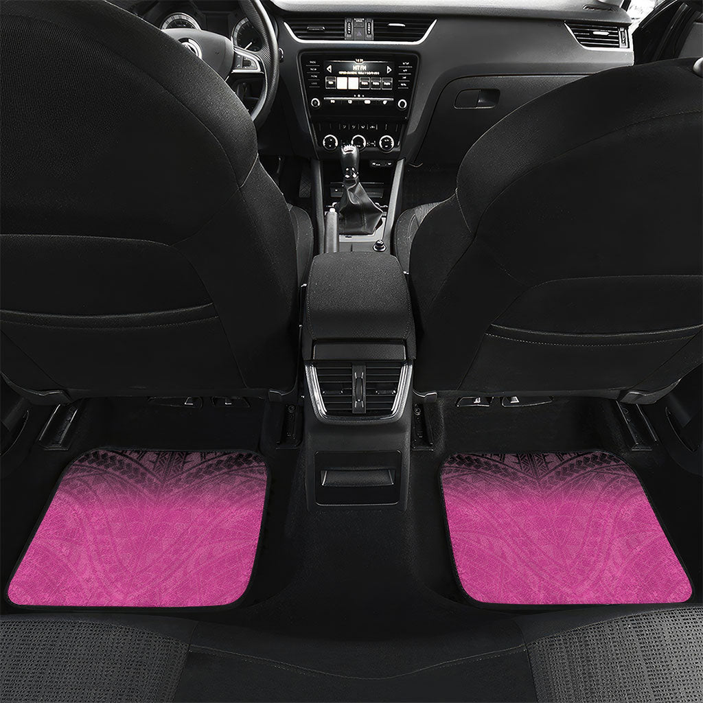 Breast Cancer Awareness Personalised Car Mats Pink Ribbon Turtle Polynesian Pattern Black