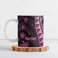 Breast Cancer Awareness Personalised Ceramic Mug Pink Ribbon Turtle Polynesian Pattern Black