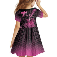Breast Cancer Awareness Personalised Family Matching Long Sleeve Bodycon Dress and Hawaiian Shirt Pink Ribbon Turtle Polynesian Pattern Black LT22 - Polynesian Pride