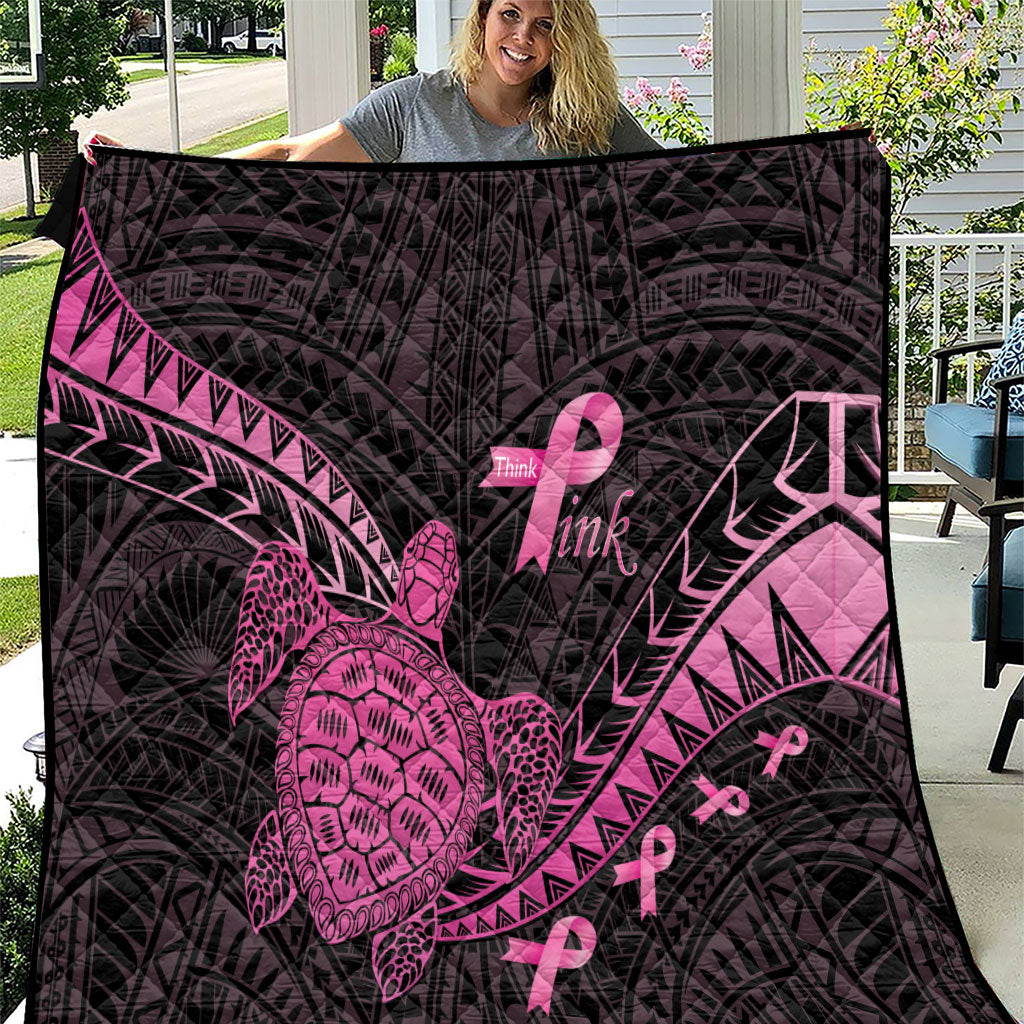 Breast Cancer Awareness Quilt Pink Ribbon Turtle Polynesian Pattern Black LT22 Pink - Polynesian Pride