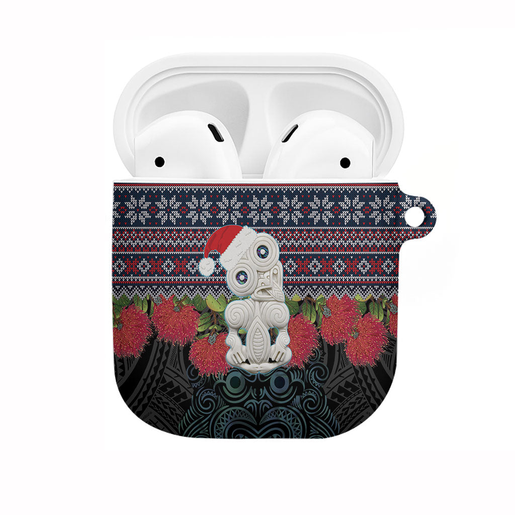 New Zealand Hei Tiki Christmas In July AirPods Case Pohutukawa Santa Xmas Polynesian Pattern