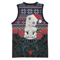 New Zealand Hei Tiki Christmas In July Basketball Jersey Pohutukawa Santa Xmas Polynesian Pattern