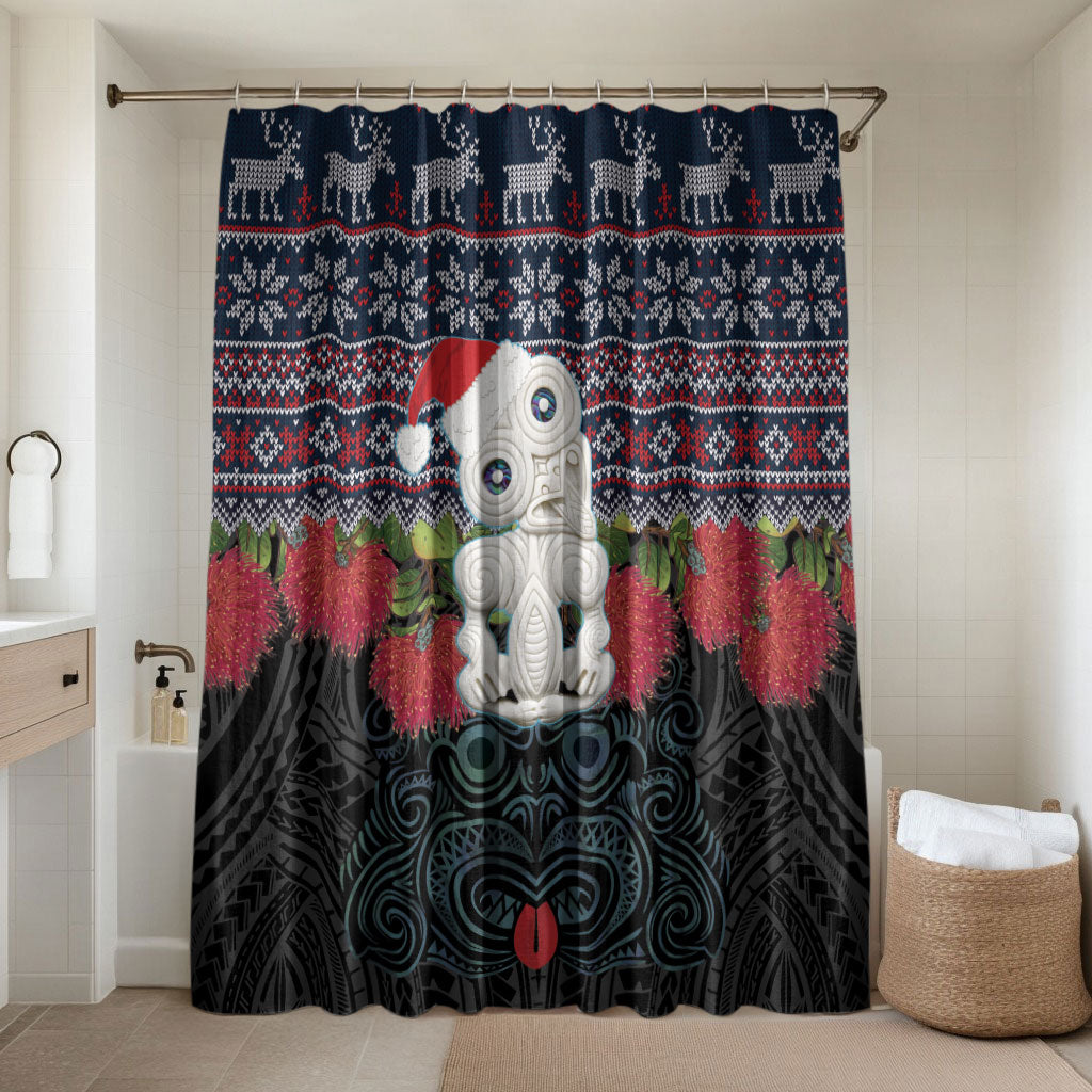 New Zealand Hei Tiki Christmas In July Bathroom Set Pohutukawa Santa Xmas Polynesian Pattern
