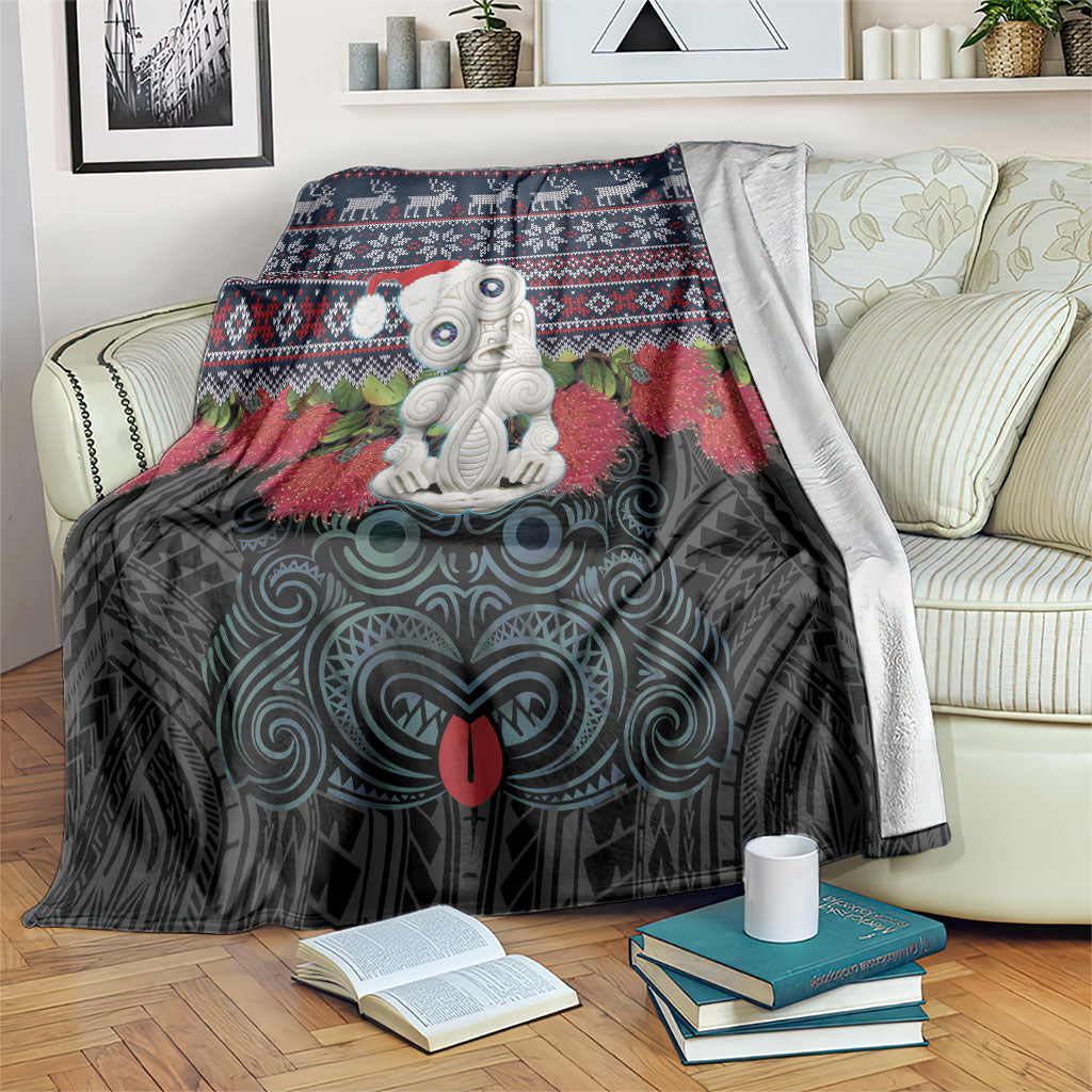 New Zealand Hei Tiki Christmas In July Blanket Pohutukawa Santa Xmas Polynesian Pattern