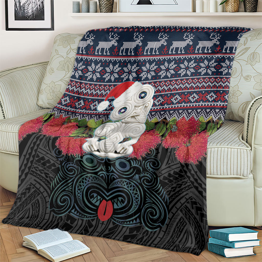 New Zealand Hei Tiki Christmas In July Blanket Pohutukawa Santa Xmas Polynesian Pattern