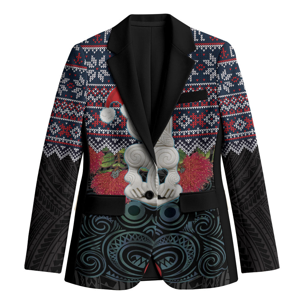 New Zealand Hei Tiki Christmas In July Blazer Pohutukawa Santa Xmas Polynesian Pattern