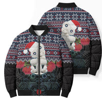 New Zealand Hei Tiki Christmas In July Bomber Puffer Jacket Pohutukawa Santa Xmas Polynesian Pattern