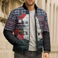 New Zealand Hei Tiki Christmas In July Bomber Puffer Jacket Pohutukawa Santa Xmas Polynesian Pattern