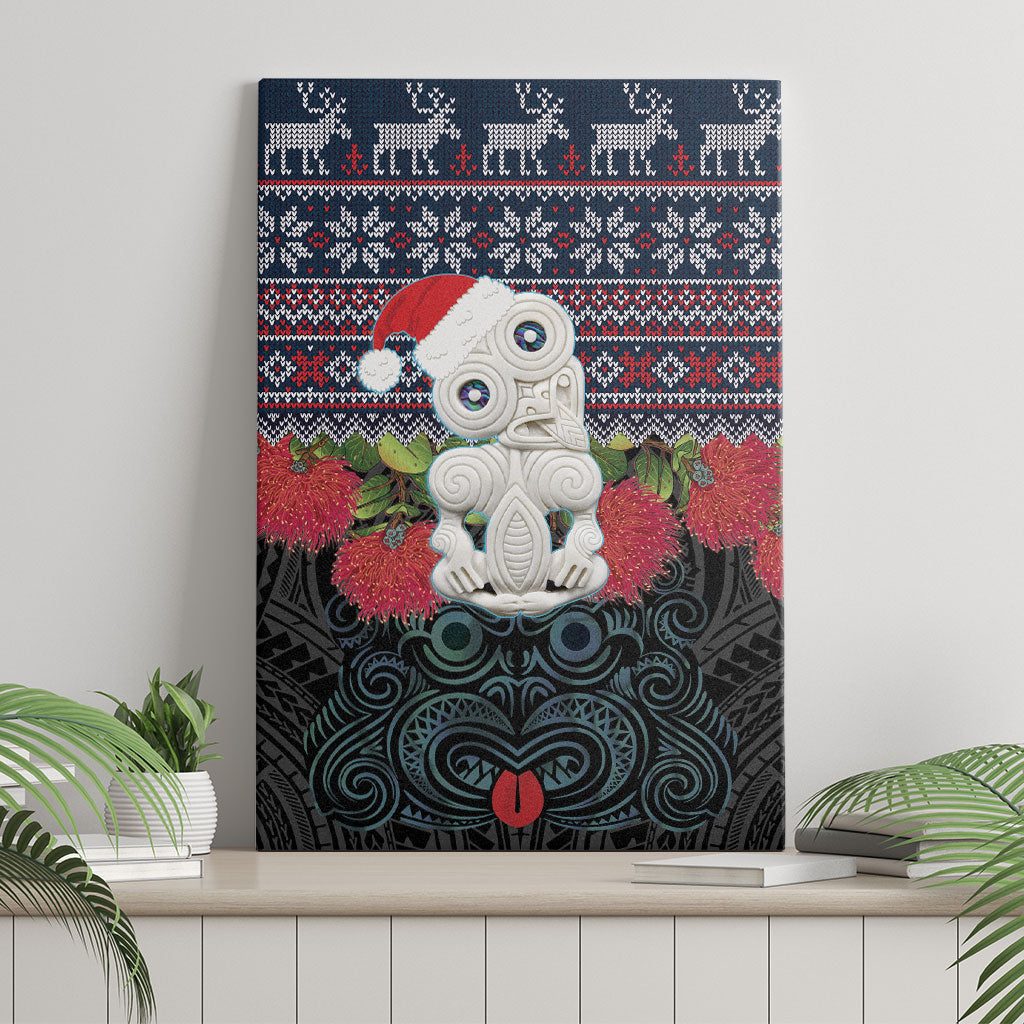 New Zealand Hei Tiki Christmas In July Canvas Wall Art Pohutukawa Santa Xmas Polynesian Pattern