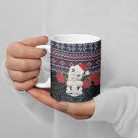 New Zealand Hei Tiki Christmas In July Ceramic Mug Pohutukawa Santa Xmas Polynesian Pattern