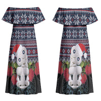 New Zealand Hei Tiki Christmas In July Couples Matching Off Shoulder Maxi Dress and Hawaiian Shirt Pohutukawa Santa Xmas Polynesian Pattern LT22 - Polynesian Pride
