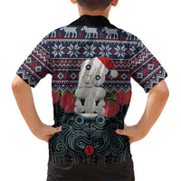 New Zealand Hei Tiki Christmas In July Family Matching Off The Shoulder Long Sleeve Dress and Hawaiian Shirt Pohutukawa Santa Xmas Polynesian Pattern