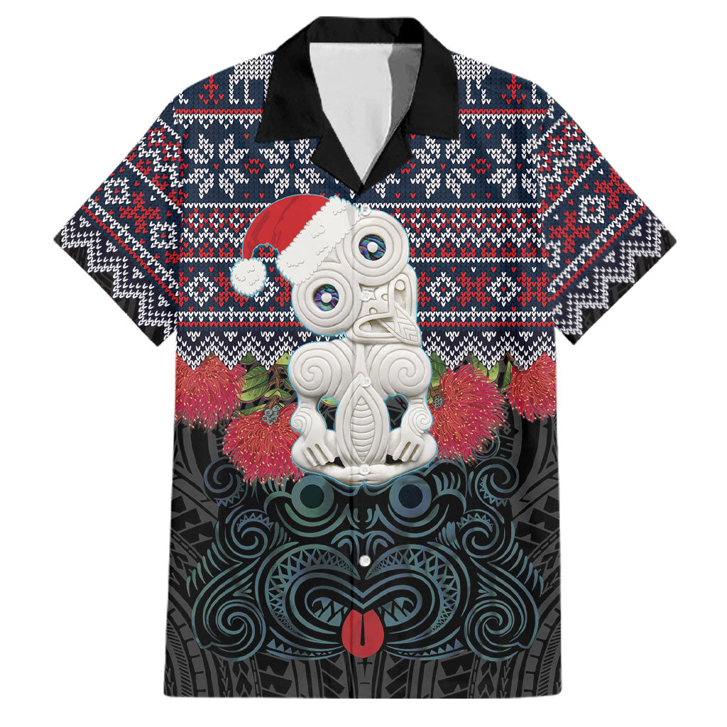 New Zealand Hei Tiki Christmas In July Family Matching Off Shoulder Maxi Dress and Hawaiian Shirt Pohutukawa Santa Xmas Polynesian Pattern