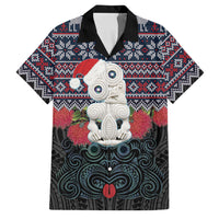 New Zealand Hei Tiki Christmas In July Family Matching Off Shoulder Short Dress and Hawaiian Shirt Pohutukawa Santa Xmas Polynesian Pattern