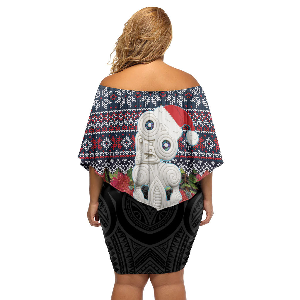 New Zealand Hei Tiki Christmas In July Family Matching Off Shoulder Short Dress and Hawaiian Shirt Pohutukawa Santa Xmas Polynesian Pattern