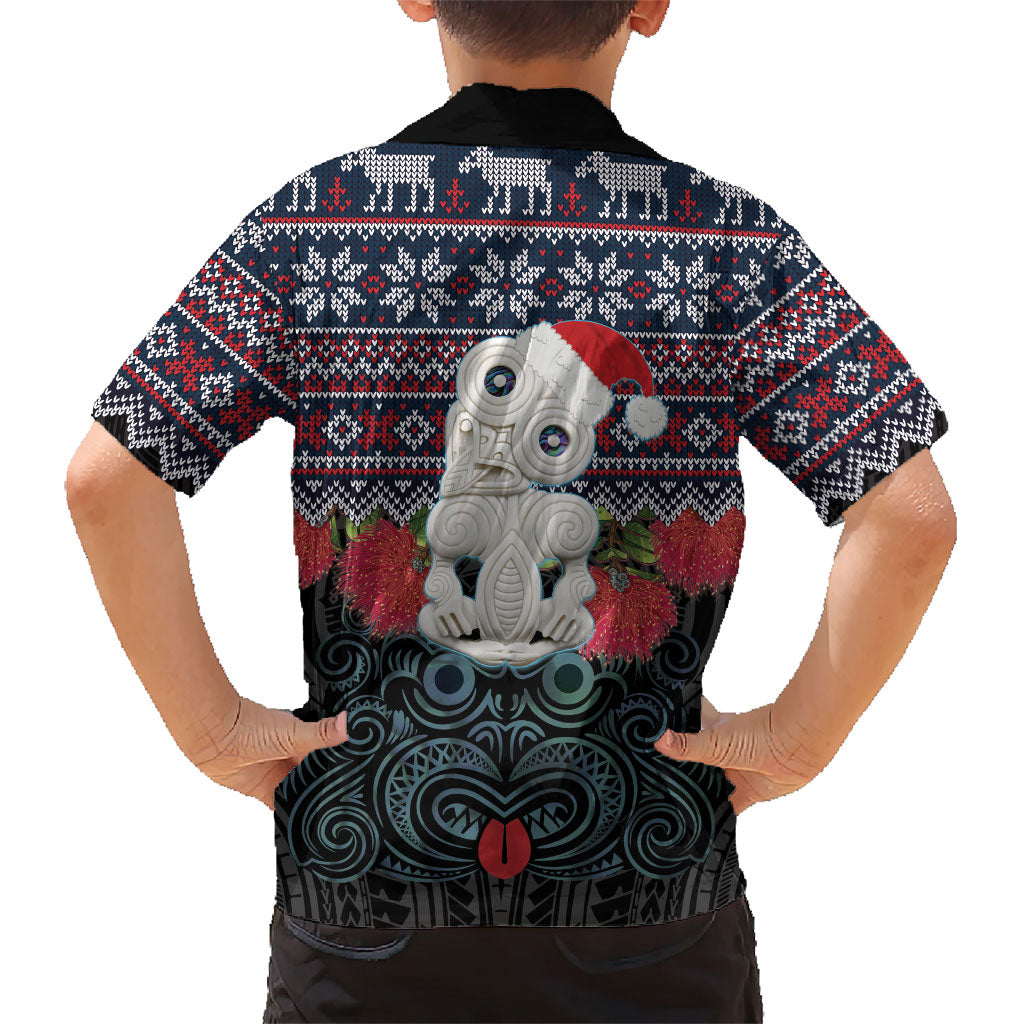 New Zealand Hei Tiki Christmas In July Family Matching Summer Maxi Dress and Hawaiian Shirt Pohutukawa Santa Xmas Polynesian Pattern
