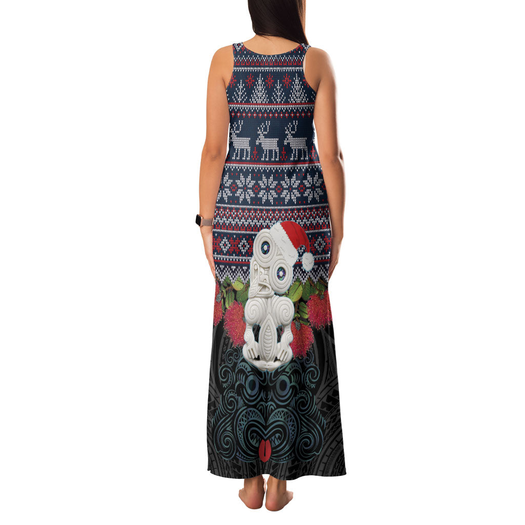 New Zealand Hei Tiki Christmas In July Family Matching Tank Maxi Dress and Hawaiian Shirt Pohutukawa Santa Xmas Polynesian Pattern