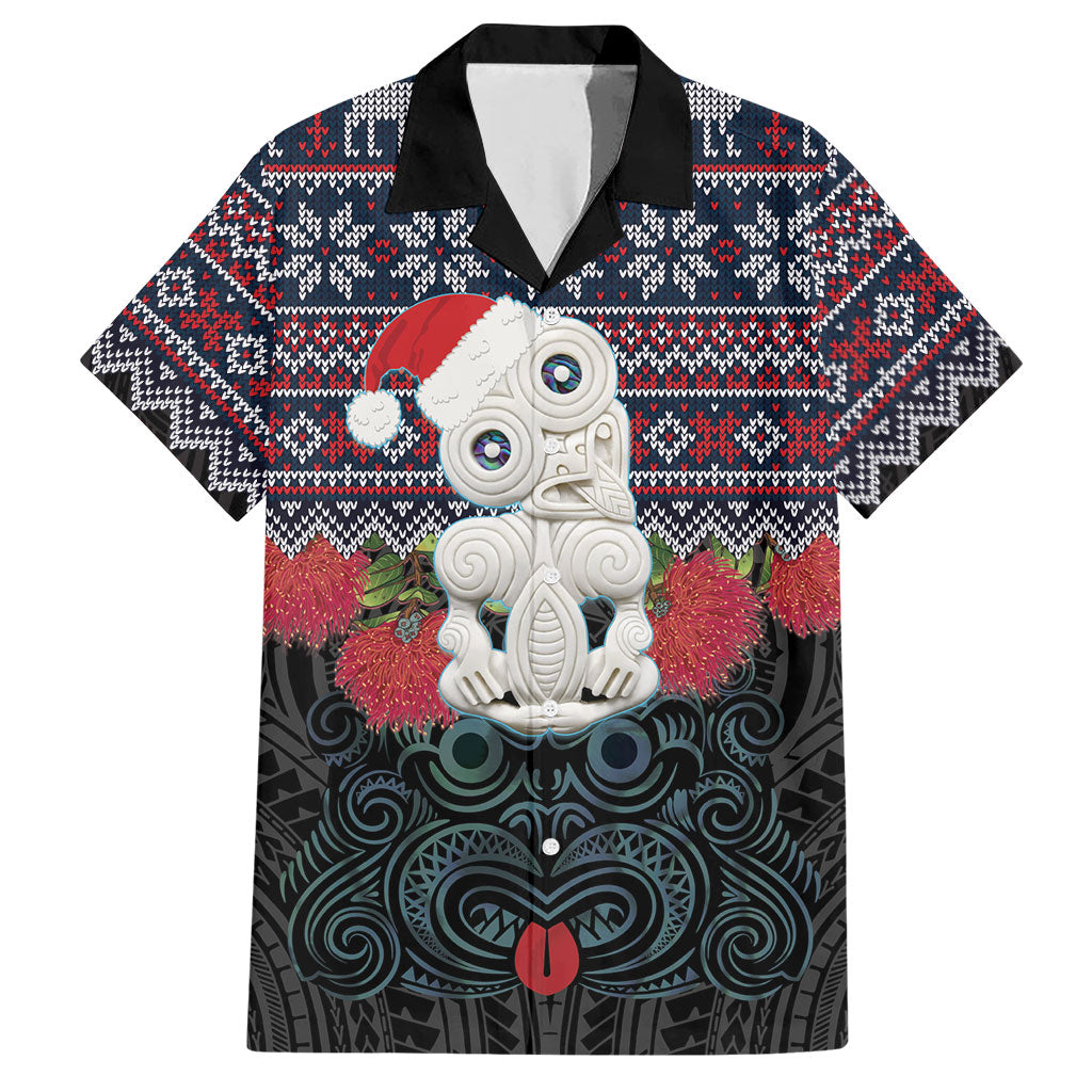 New Zealand Hei Tiki Christmas In July Hawaiian Shirt Pohutukawa Santa Xmas Polynesian Pattern