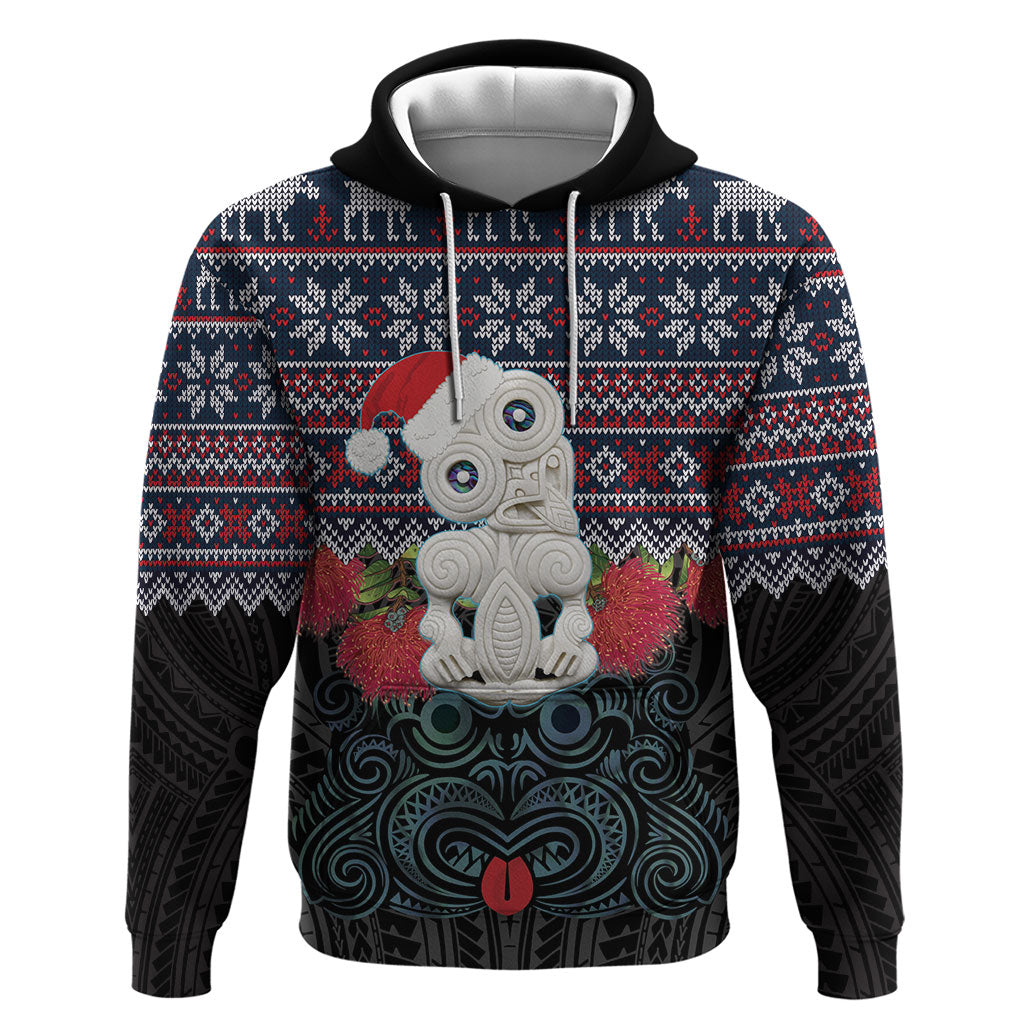 New Zealand Hei Tiki Christmas In July Hoodie Pohutukawa Santa Xmas Polynesian Pattern