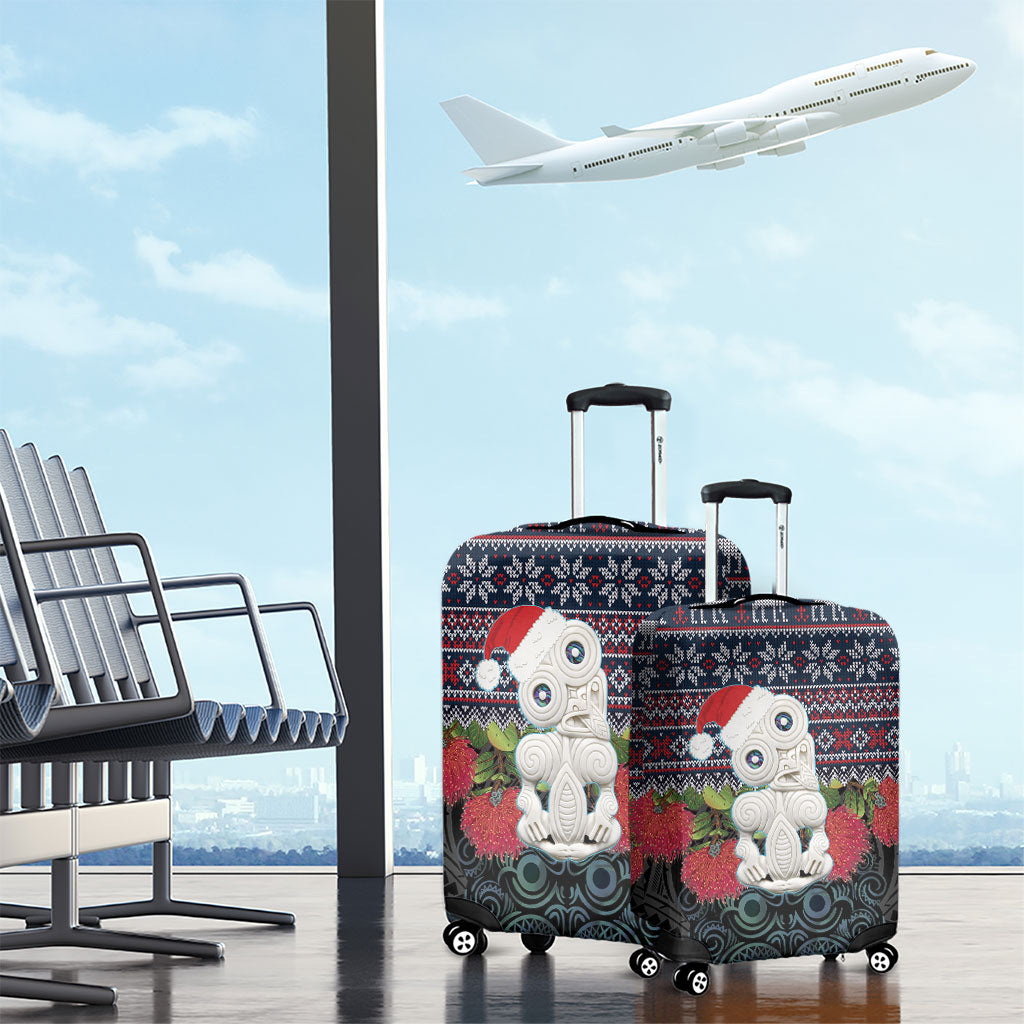 New Zealand Hei Tiki Christmas In July Luggage Cover Pohutukawa Santa Xmas Polynesian Pattern