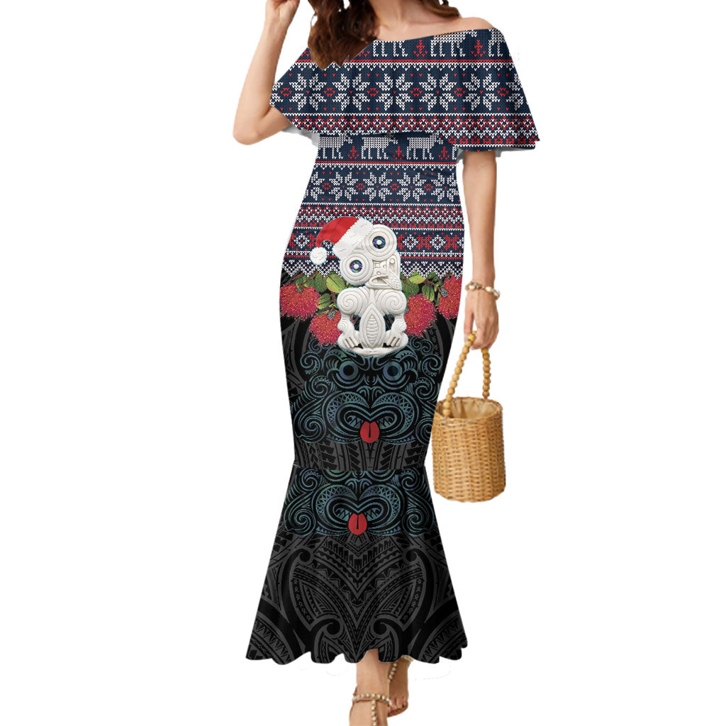 New Zealand Hei Tiki Christmas In July Mermaid Dress Pohutukawa Santa Xmas Polynesian Pattern