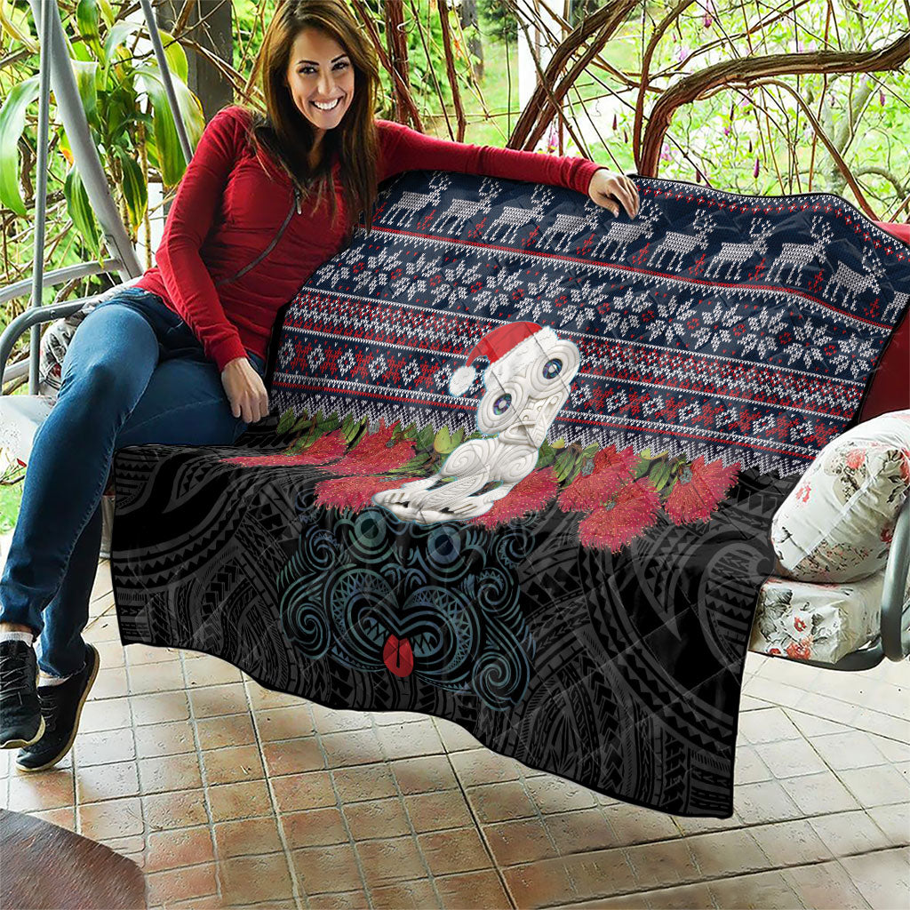 New Zealand Hei Tiki Christmas In July Quilt Pohutukawa Santa Xmas Polynesian Pattern