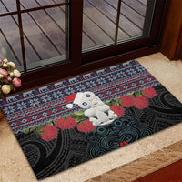 New Zealand Hei Tiki Christmas In July Rubber Doormat Pohutukawa Santa Xmas Polynesian Pattern