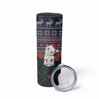 New Zealand Hei Tiki Christmas In July Skinny Tumbler Pohutukawa Santa Xmas Polynesian Pattern
