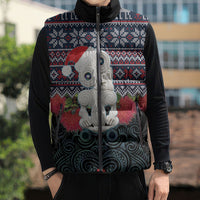 New Zealand Hei Tiki Christmas In July Sleeveless Puffer Jacket Pohutukawa Santa Xmas Polynesian Pattern