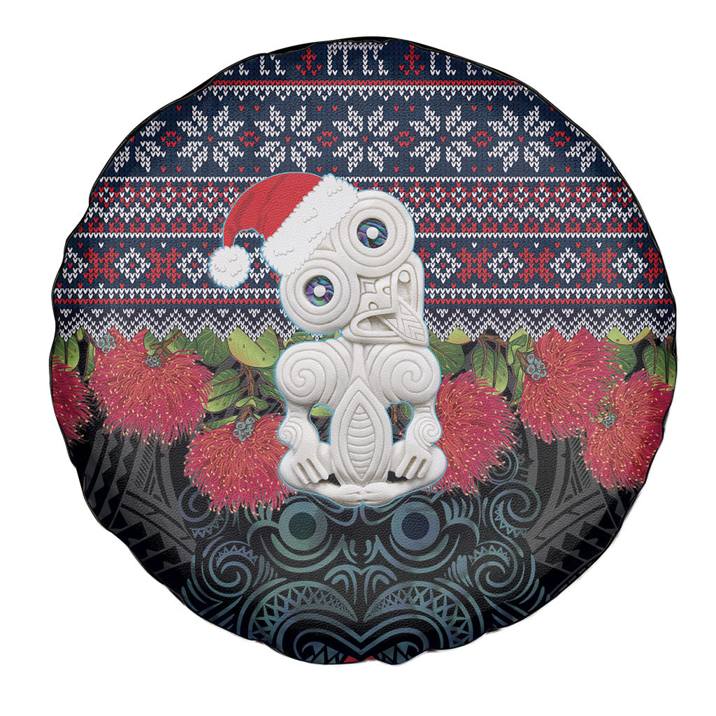 New Zealand Hei Tiki Christmas In July Spare Tire Cover Pohutukawa Santa Xmas Polynesian Pattern