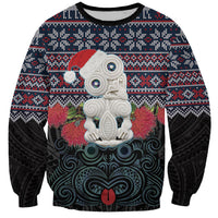 New Zealand Hei Tiki Christmas In July Sweatshirt Pohutukawa Santa Xmas Polynesian Pattern