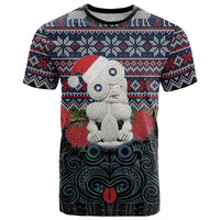 New Zealand Hei Tiki Christmas In July T Shirt Pohutukawa Santa Xmas Polynesian Pattern