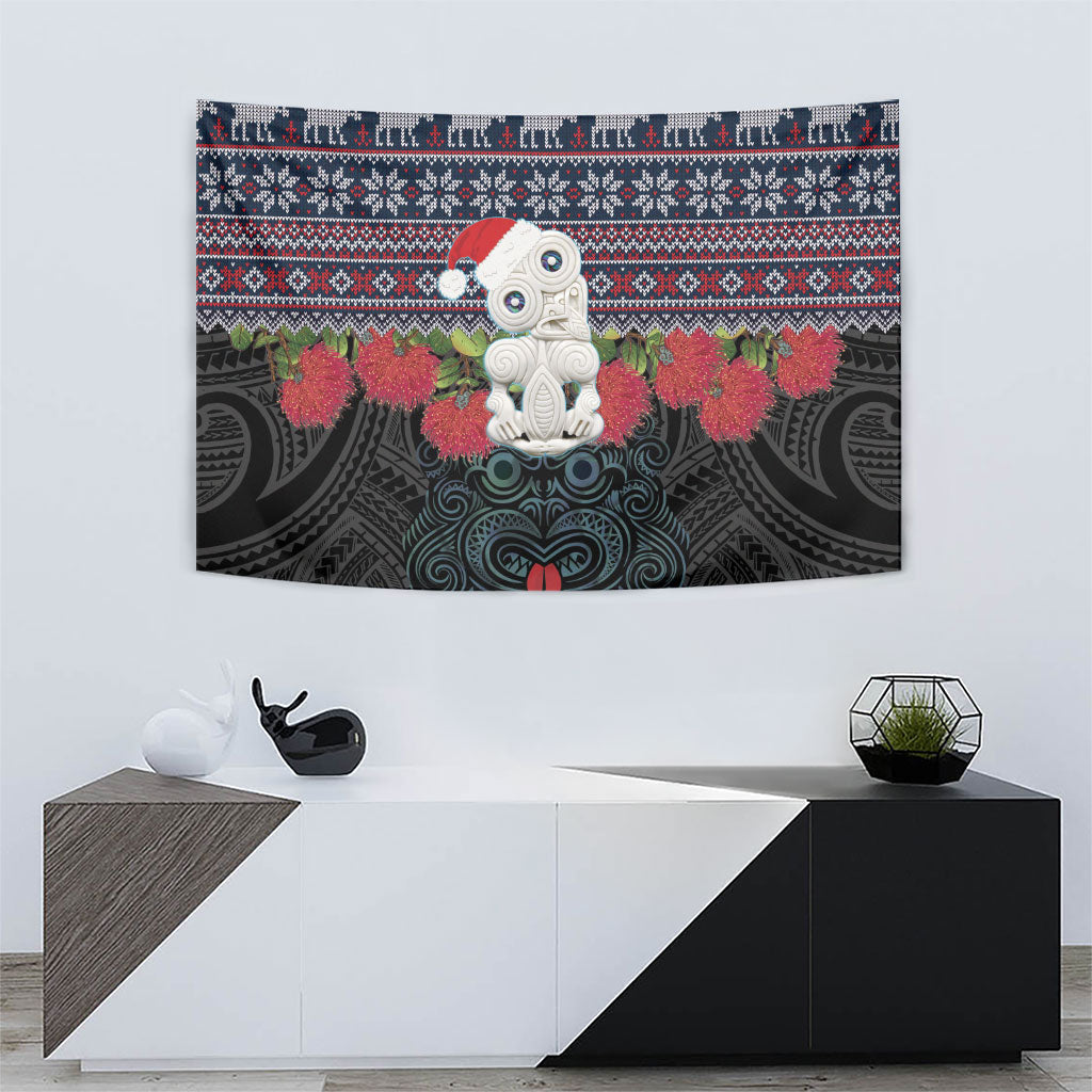 New Zealand Hei Tiki Christmas In July Tapestry Pohutukawa Santa Xmas Polynesian Pattern