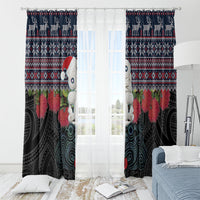 New Zealand Hei Tiki Christmas In July Window Curtain Pohutukawa Santa Xmas Polynesian Pattern