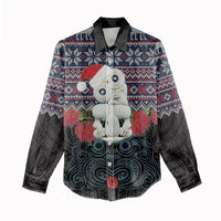 New Zealand Hei Tiki Christmas In July Women Casual Shirt Pohutukawa Santa Xmas Polynesian Pattern
