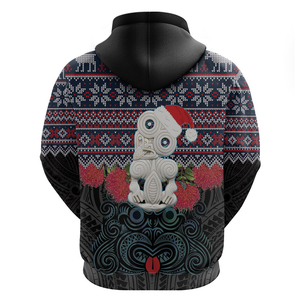 New Zealand Hei Tiki Christmas In July Zip Hoodie Pohutukawa Santa Xmas Polynesian Pattern