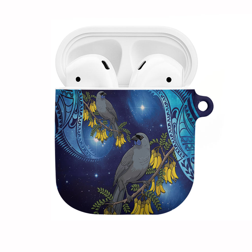 New Zealand Kokako Bird AirPods Case Kowhai Galaxy Style Polynesian Pattern LT22 Blue - Polynesian Pride