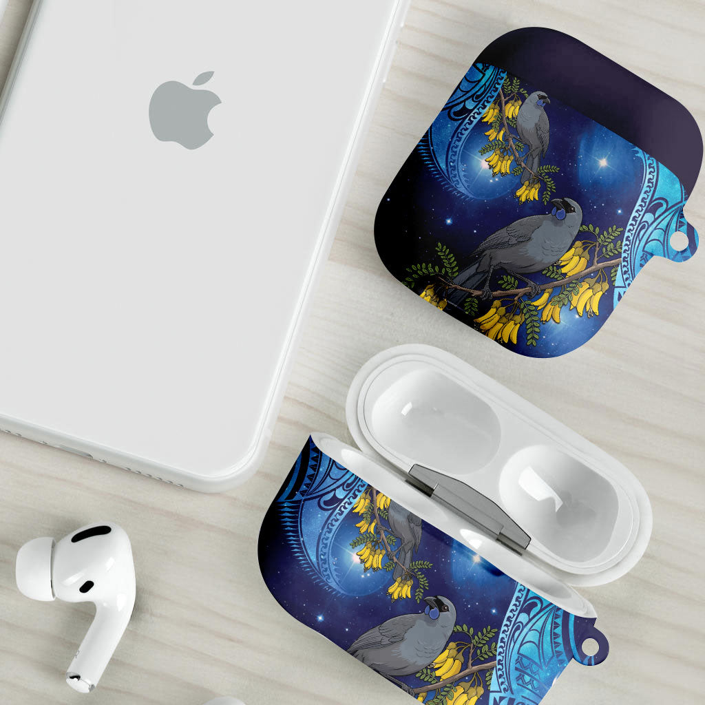 New Zealand Kokako Bird AirPods Case Kowhai Galaxy Style Polynesian Pattern