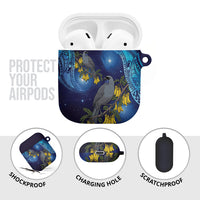New Zealand Kokako Bird AirPods Case Kowhai Galaxy Style Polynesian Pattern