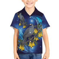 New Zealand Kokako Bird Hawaiian Shirt Kowhai Galaxy Style Polynesian Pattern