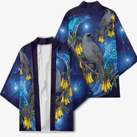 New Zealand Kokako Bird Kimono Kowhai Galaxy Style Polynesian Pattern